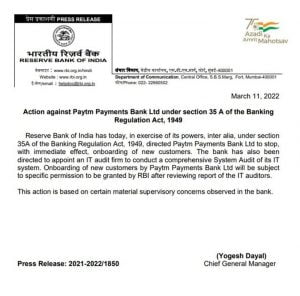 Press Release of the RBI Image Source India Times